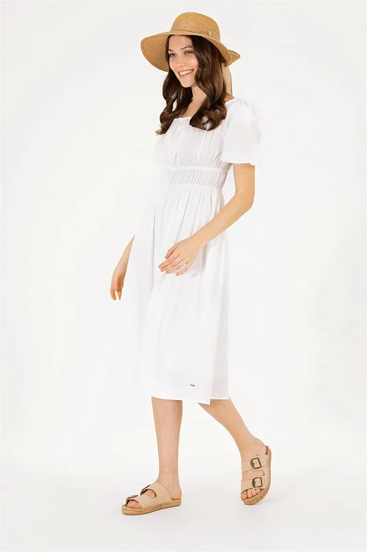 Платье миди из хлопка с объемными рукавами - G082SZ0320AZIRA Платье жен. (VR013, 42)