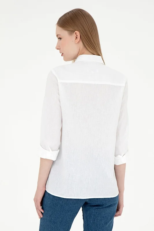 Рубашка из хлопка с добавлением льна прямая - G082SZ0040ELMY025Y Сорочка жен. (VR013, 38)