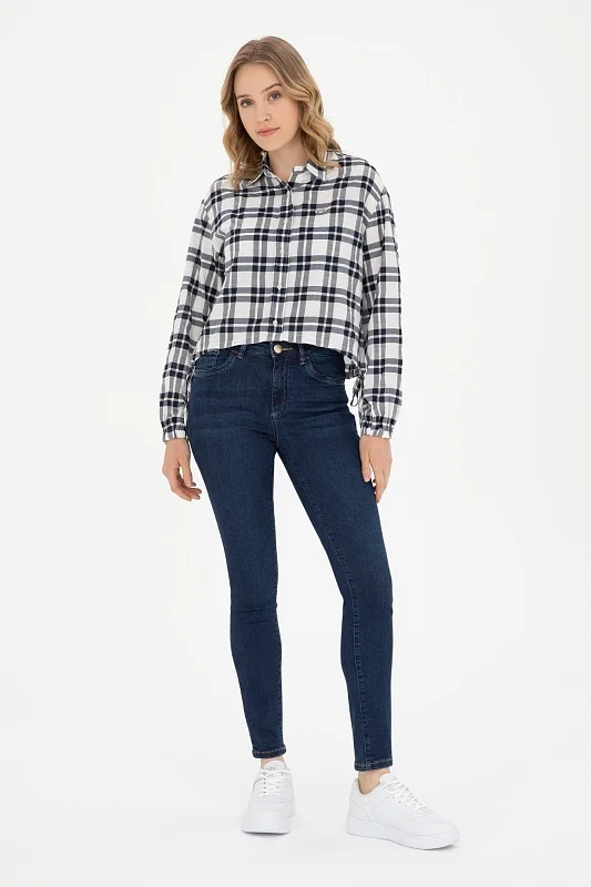 Рубашка из смесовой вискозы в клетку укороченная - G082SZ0040ALEXIS Сорочка жен. (VR033, 36)