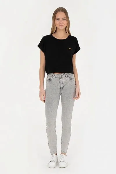 Футболка из смесовой вискозы укороченная оверсайз - G082SZ0110PARKER Футболка жен. (VR046, 2XS)