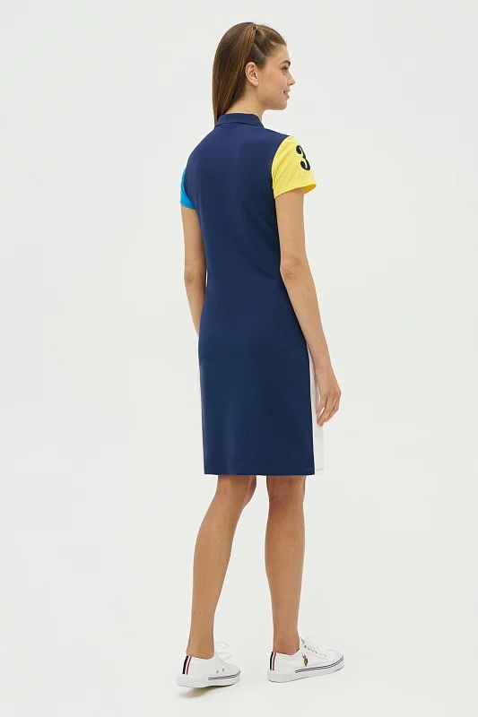 Платье-поло из хлопка в стиле колор-блок - G082SZ0750R-MER Платье жен. (VR033, M)