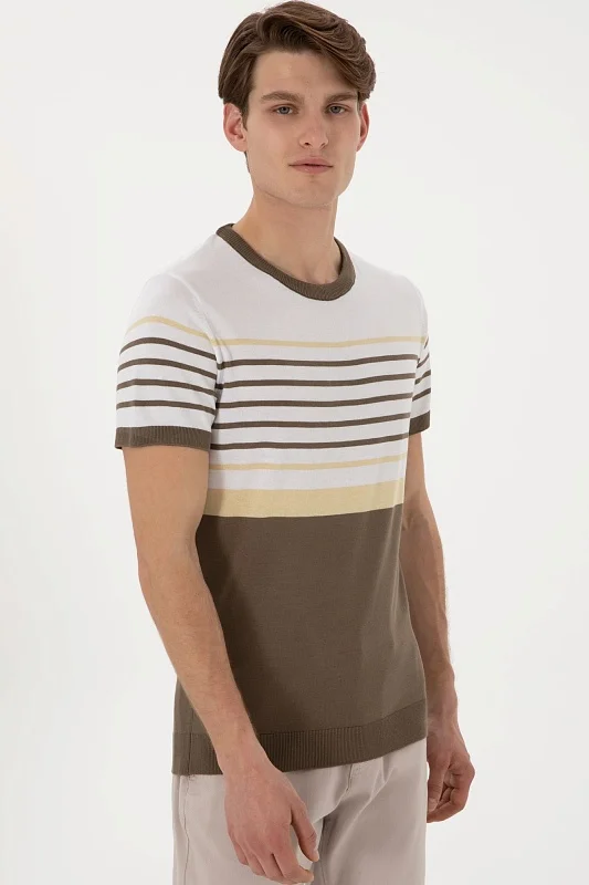 Футболка из смесового хлопка в полоску - G081SZ0TK0BRUNA Кофта муж. (VR052, XL)