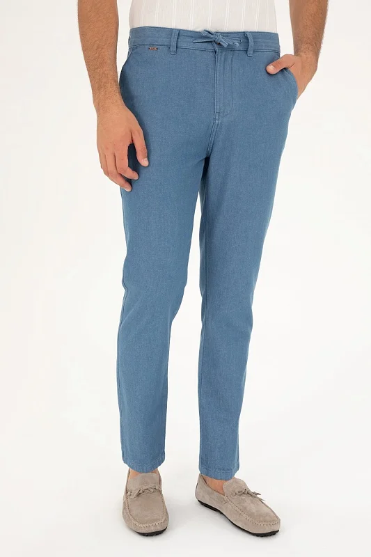 Джинсы летние на кулиске зауженные - G081SZ0800FOLDEN24Y_INDIGO Джинсы муж. (VR028, 29, 34)