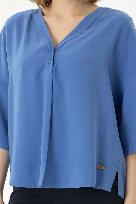Блузка из модала c рукавом 3/4 свободная - G082SZ0040RC_FALAMUS Сорочка жен. (VR045, 32)