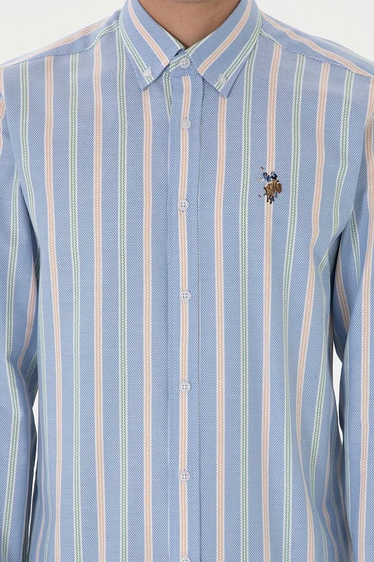 Рубашка из хлопка в полоску приталенная - G081SZ0040MAYSILA Сорочка муж. (VR028, XL)