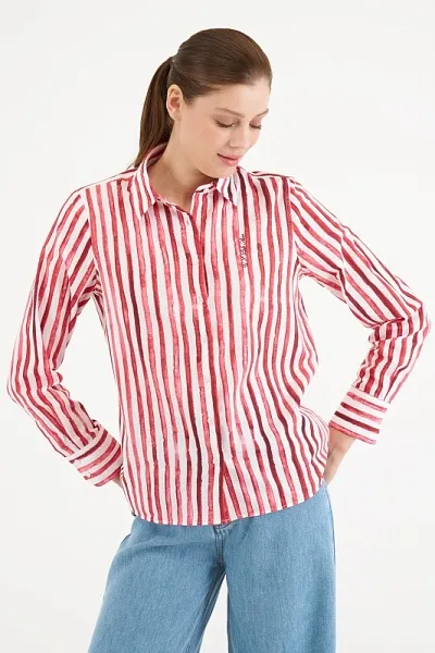 Рубашка из хлопка в полоску прямая - G082SZ0040BUCCI Сорочка жен. (VR223, 32)