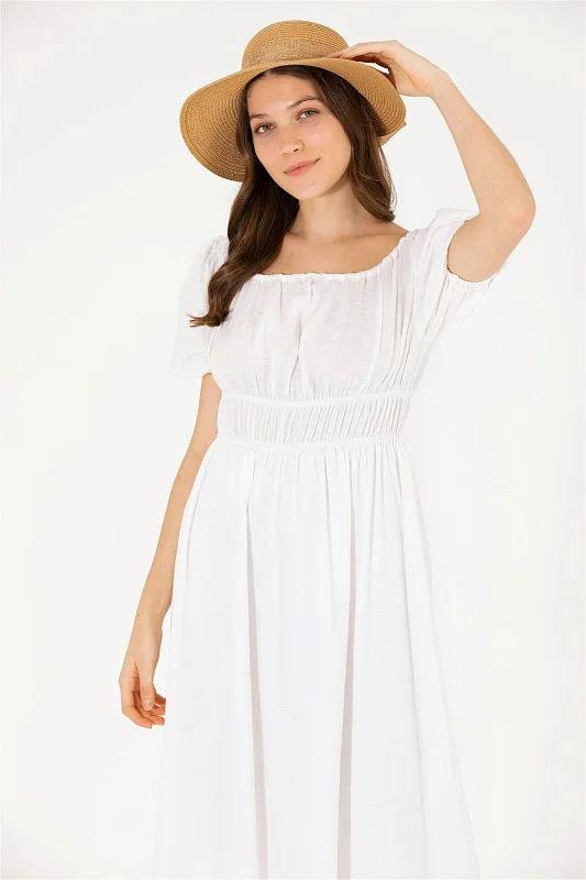 Платье миди из хлопка с объемными рукавами - G082SZ0320AZIRA Платье жен. (VR013, 42)