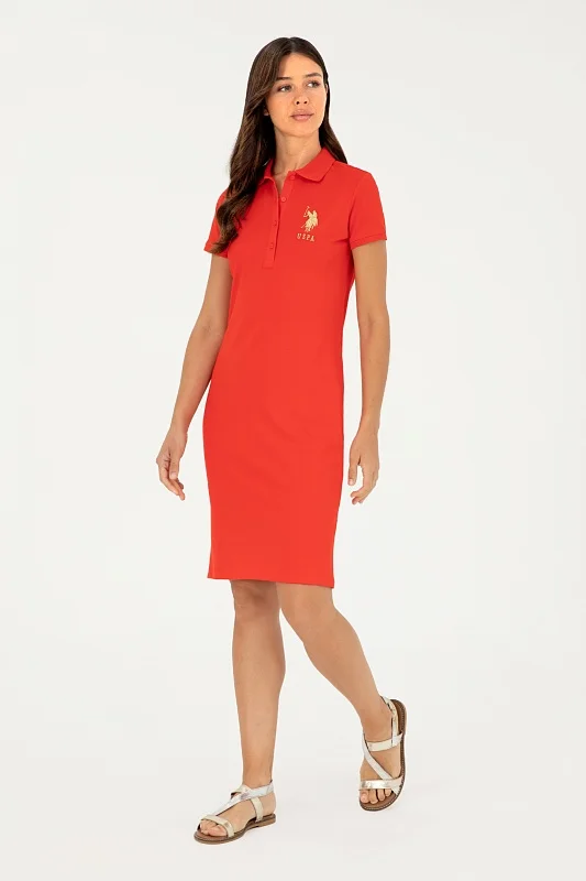 Платье-поло из хлопка с контрастным логотипом приталенное - G082SZ0750MTS02224-075 Платье жен. (VR030, S)