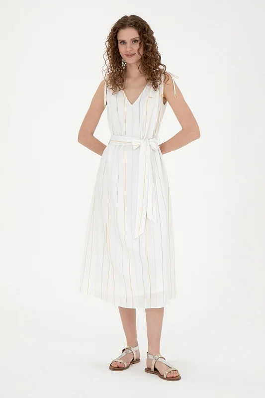 Платье миди с кулиской на плечах - G082SZ0320USAGI Платье жен. (VR027, 34)