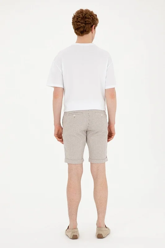 Шорты с вискозой и хлопком в полоску - G081SZ0310PURUT-S Бермуды муж. (VR085, 29)