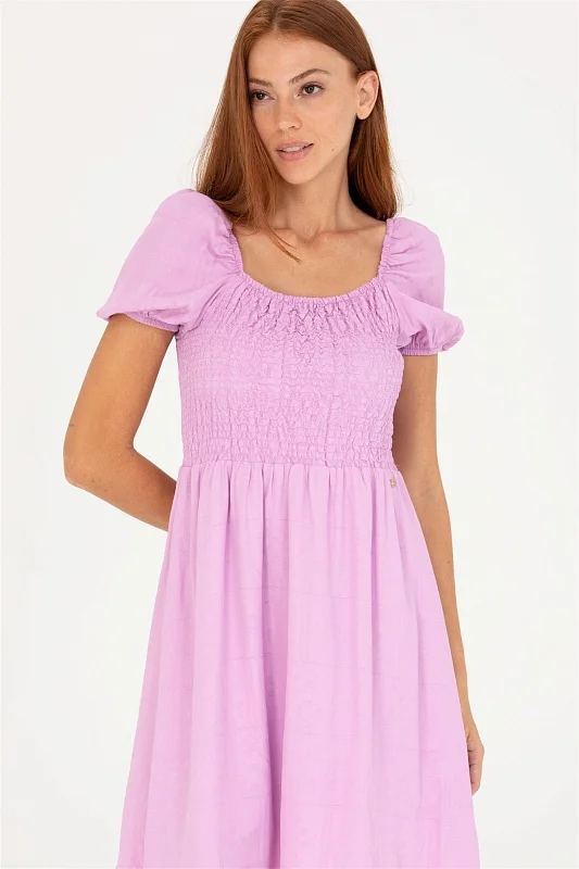 Платье мини из вискозы с объемными рукавами - G082SZ0320HORGUN Платье жен. (VR211, 32)