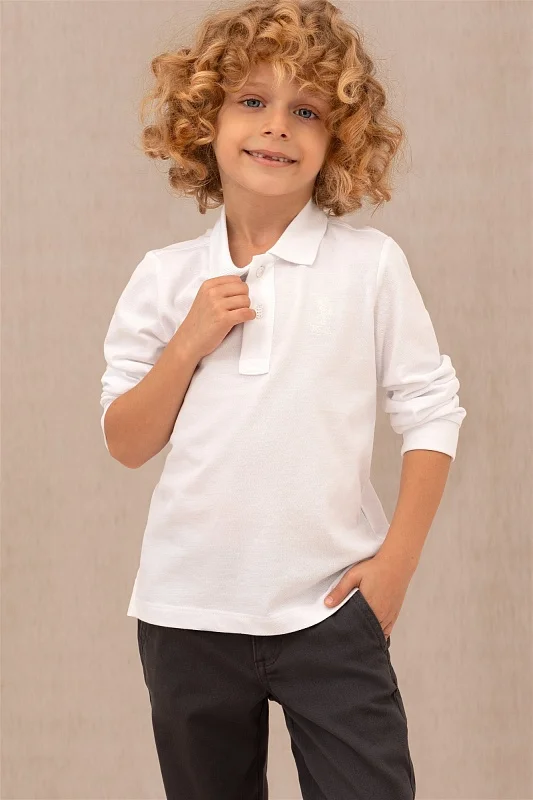 Поло с длинным рукавом из хлопка для мальчиков - G083SZ0820TP01KIDSSK023 Толстовка муж. детс. (VR013, 5_6)