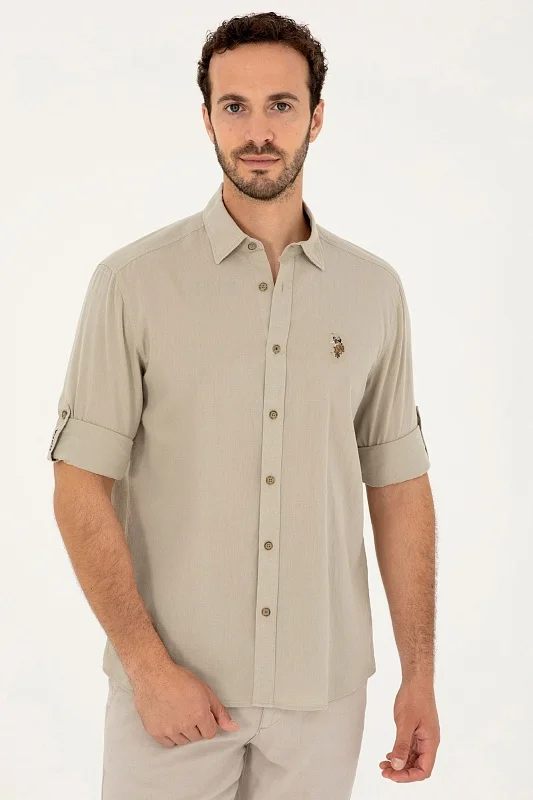 Рубашка из хлопка с добавлением льна прямая - G081SZ0040ENZO024Y Сорочка муж. (VR027, S)