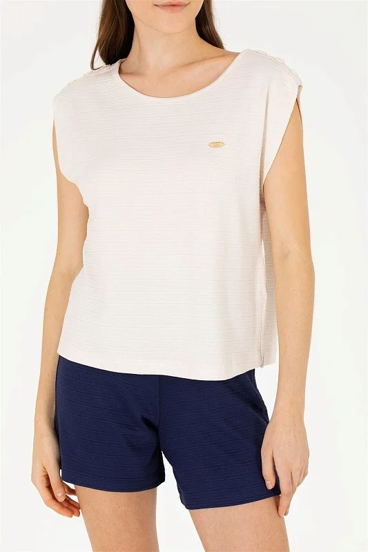 Футболка из смесовой вискозы без рукавов - G082SZ0110MEL Футболка жен. (VR071, 2XS)