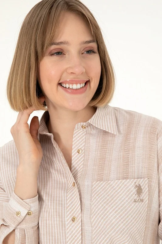 Рубашка из хлопка в полоску свободная - G082SZ0040KAJU_R Сорочка жен. (VR085, 42)