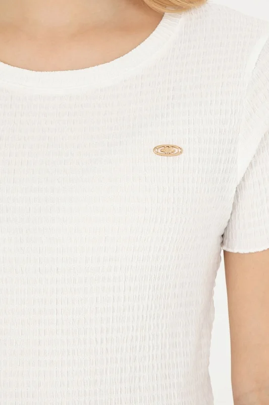 Футболка укороченная из жатой ткани - G082SZ0110PETU Футболка жен. (VR013, XL)