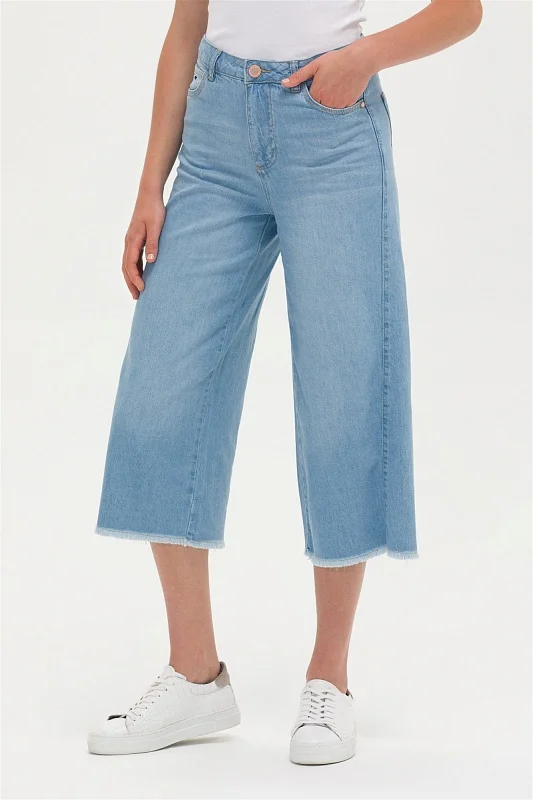 Кюлоты джинсовые с бахромой - G082SZ0800LOOSE23Y-A Джинсы жен. (DN0021, 34)