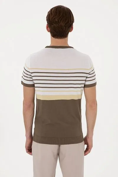 Футболка из смесового хлопка в полоску - G081SZ0TK0BRUNA Кофта муж. (VR052, XS)