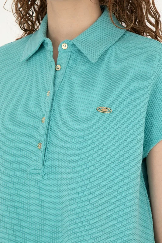 Футболка-поло из фактурного трикотажа - G082SZ0110POLU Футболка жен. (VR090, XS)