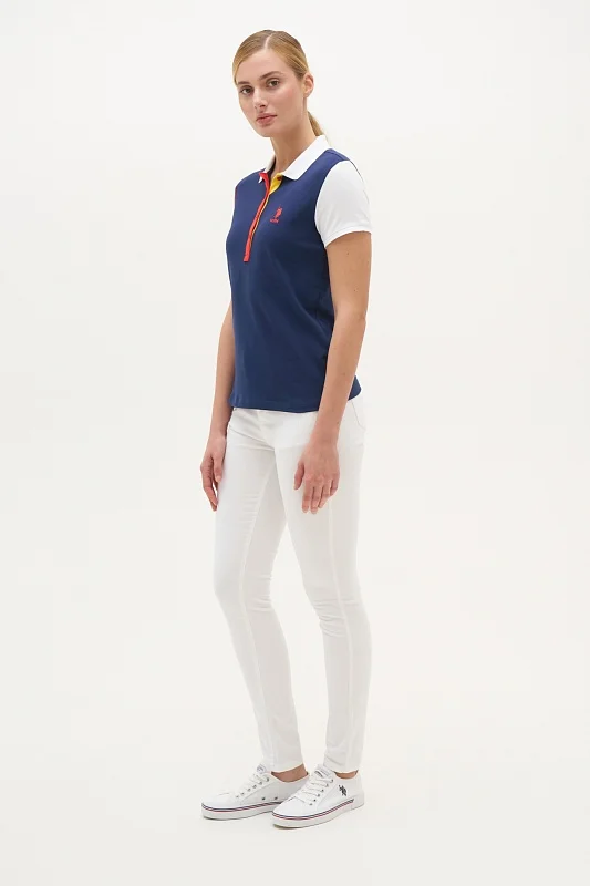 Футболка-поло из хлопка с контрастным дизайном - G082SZ0110R-MESTE Футболка жен. (VR033, XS)