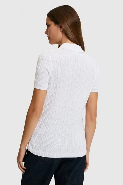 Футболка-поло из хлопка с узором косы - G082SZ0TK0BENT Кофта жен. (VR013, S)