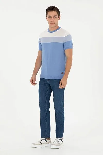 Футболка трикотажная из смесовой вискозы в полоску - G081SZ0TK0OWEN Кофта муж. (VR032, XS)