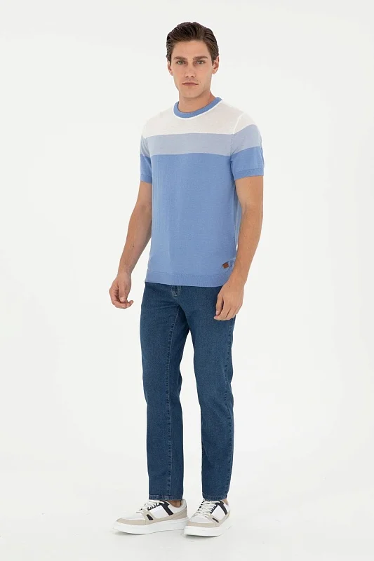 Футболка трикотажная из смесовой вискозы в полоску - G081SZ0TK0OWEN Кофта муж. (VR032, XS)