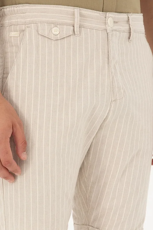 Шорты из хлопка с добавлением льна в полоску прямые - G081SZ0310KANES Бермуды муж. (VR085, 29)