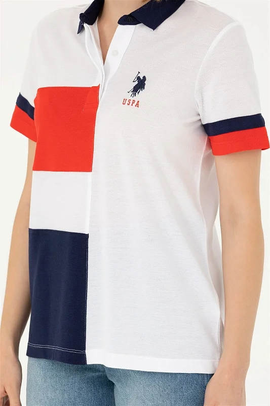 Футболка-поло из смеси хлопка и модала с контрастными деталями - G082SZ0110MAYE-T Футболка жен. (VR013, XS)
