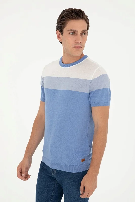 Футболка трикотажная из смесовой вискозы в полоску - G081SZ0TK0OWEN Кофта муж. (VR032, XS)