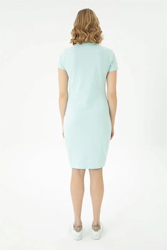 Платье-поло из хлопка с контрастным логотипом приталенное - G082SZ0750MTS0223-075 Платье жен. (VR083, 2XS)