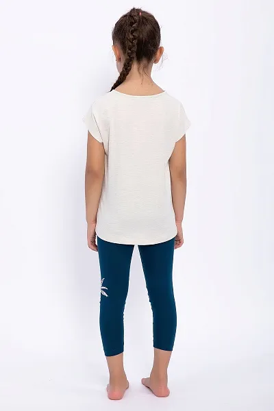 Футболка и леггинсы для девочек - G084SZ0HF0US1041-G Костюм дом. жен. детс. (KREM, 12-18)