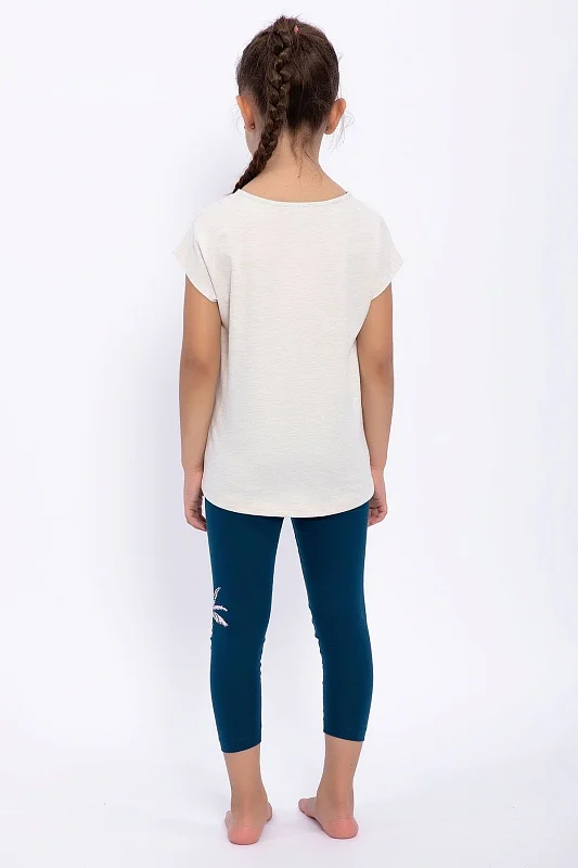 Футболка и леггинсы для девочек - G084SZ0HF0US1041-G Костюм дом. жен. детс. (KREM, 12-18)