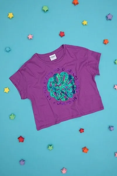 Футболка из хлопка с принтом из пайеток для девочек - G084SZ0110SIRCA Футболка жен. детс. (VR038, 9_10)
