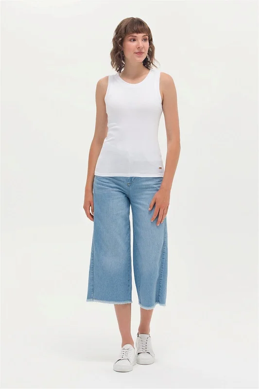 Кюлоты джинсовые с бахромой - G082SZ0800LOOSE23Y-A Джинсы жен. (DN0021, 34)
