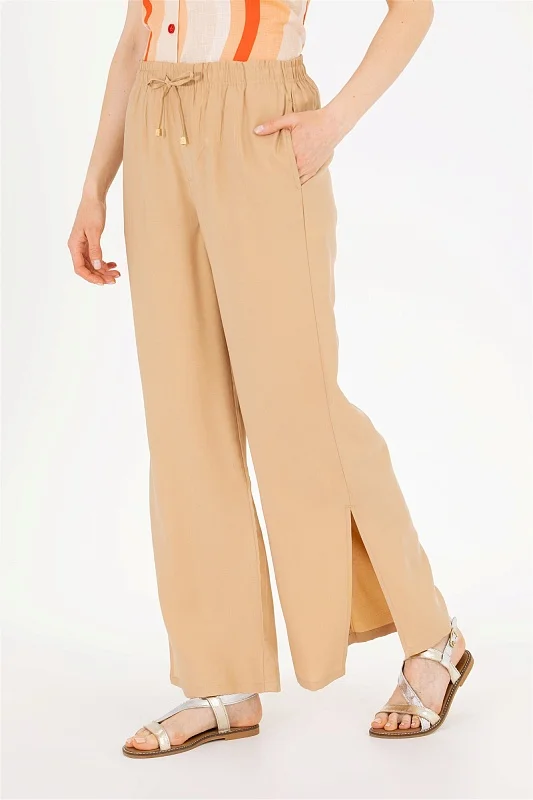 Брюки на кулиске с разрезами широкие - G082SZ0780GAYNO Брюки жен. (VR015, 40)
