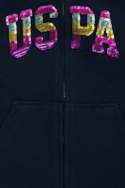 Толстовка на молнии из хлопка с нашивкой из пайеток для девочек - G084SZ0820RW01-SK020 Толстовка жен. детс. (VR033, 3_4)