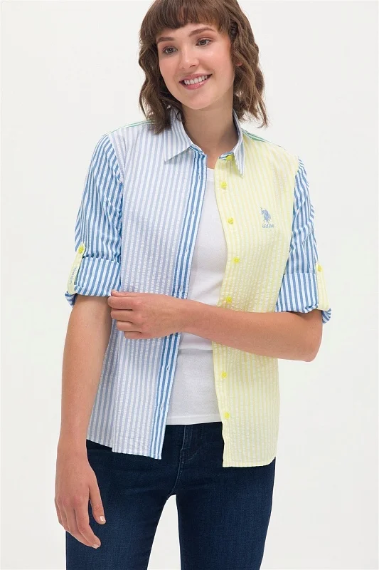 Рубашка из жатого хлопка приталенная - G082SZ0040BARES Сорочка жен. (VR168, 32)