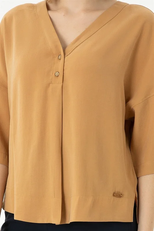 Блузка из модала c рукавом 3/4 свободная - G082SZ0040RC_FALAMUS Сорочка жен. (VR015, 32)