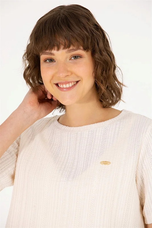 Футболка из рельефной ткани - G082SZ0110MANTE Футболка жен. (VR071, 2XS)