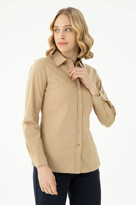 Рубашка из смесового хлопка приталенная - G082SZ0040CRISY023K Сорочка жен. (VR085, 34)