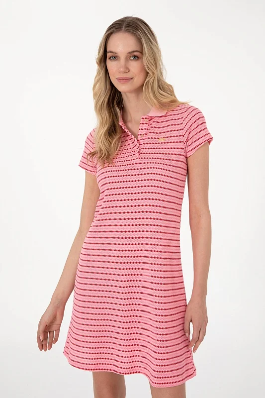 Платье-поло мини с вискозой в полоску - G082SZ0750SAKI Платье жен. (VR041, 2XS)