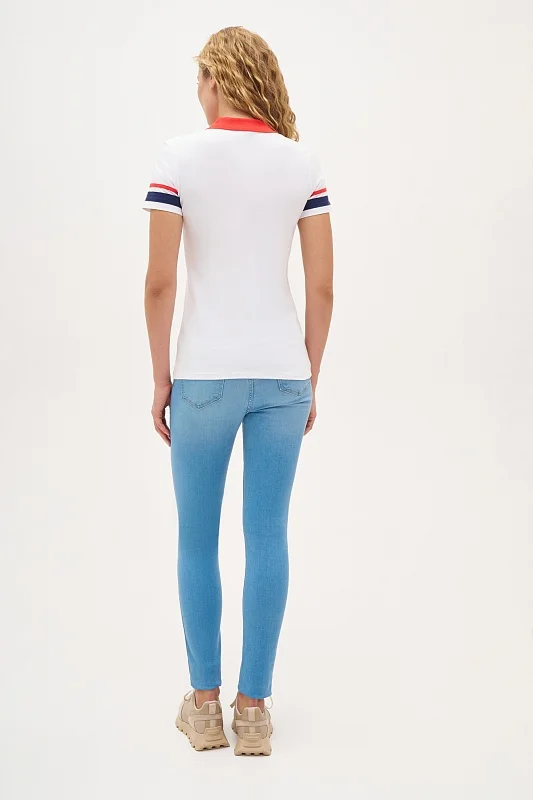 Футболка-поло из хлопка с контрастными деталями - G082SZ0110R-MUNU Футболка жен. (VR013, 2XS)
