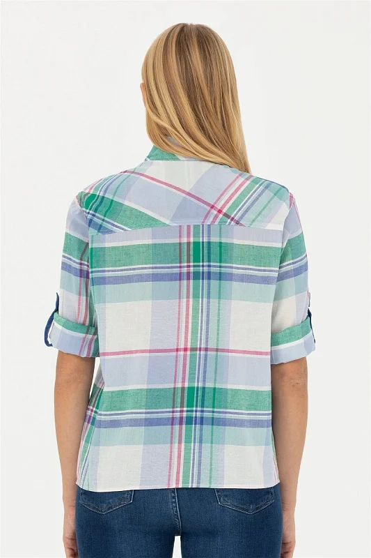 Рубашка в клетку прямая - G082SZ0040CILLA Сорочка жен. (VR036, 36)
