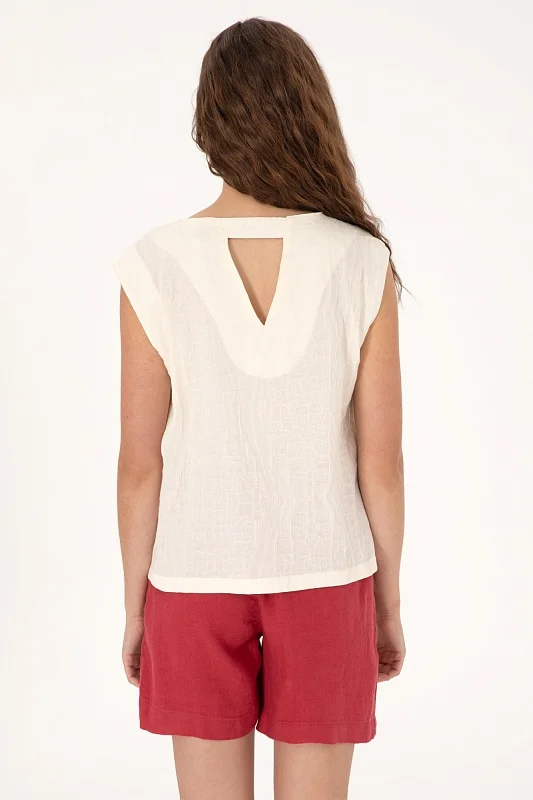 Блузка из жатого хлопка без рукавов - G082SZ0040TRAYA Сорочка жен. (VR071, 34)
