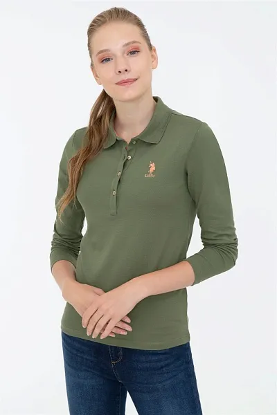 Поло с длинным рукавом из хлопка - G082SZ0820TPG-SK021 Толстовка жен. (VR027, XS)