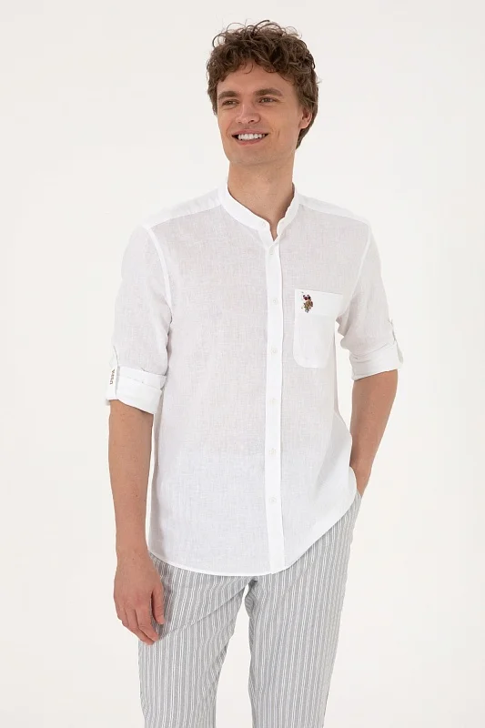 Рубашка из смеси хлопка и льна прямая - G081SZ0040MOTI Сорочка муж. (VR013, XL)