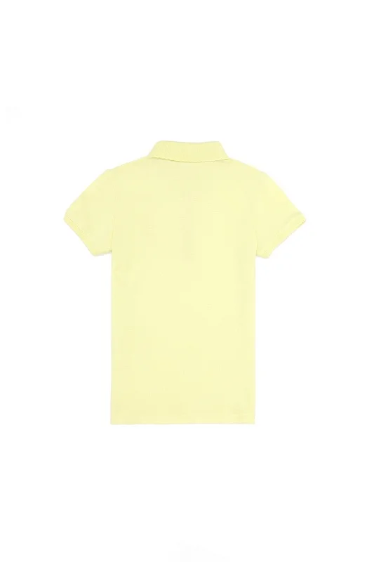 Футболка-поло из хлопка c принтом на планке для девочек - G084SZ0110TP01-IY023 Футболка жен. детс. (VR004, 6_7)