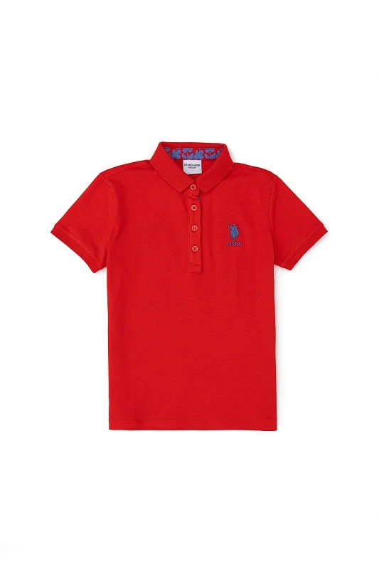 Футболка-поло из хлопка c принтом на планке для девочек - G084SZ0110TP01-IY024 Футболка жен. детс. (VR030, 3_4)