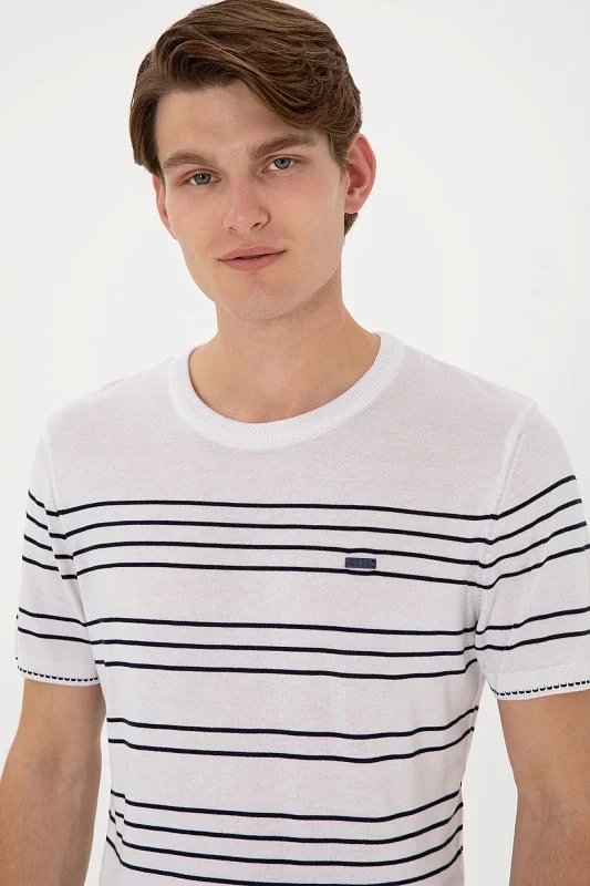 Футболка из смесовой вискозы в полоску - G081SZ0TK0MAKSIM Кофта муж. (VR013, XL)